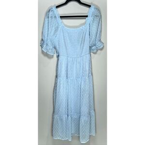 Baby blue boho prarie dress size large NWT